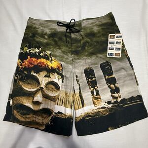 Aaron Chang Men’s Chang Tiki Print Board Shorts Sz 38 New Rare